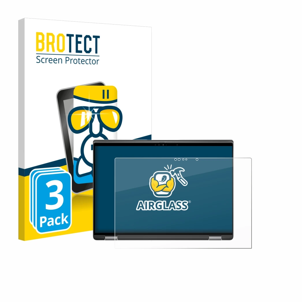 Parte frontale di una confezione del prodotto con il logo del marchio BROTECT. Accanto è raffigurato il dispositivo Dell Latit