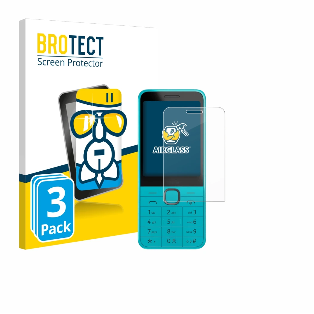 Parte frontale di una confezione del prodotto con il logo del marchio BROTECT. Accanto è raffigurato il dispositivo Nokia 235 
