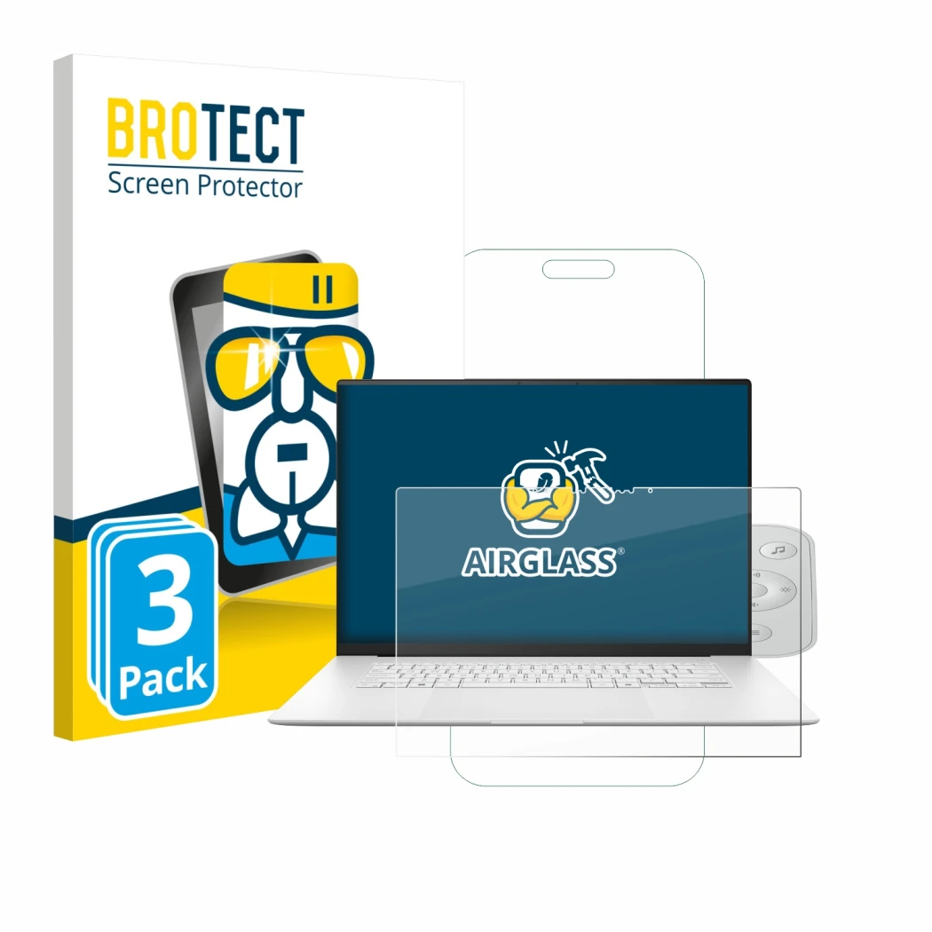 Parte frontale di una confezione del prodotto con il logo del marchio BROTECT. Accanto è raffigurato il dispositivo ASUS ZenBo