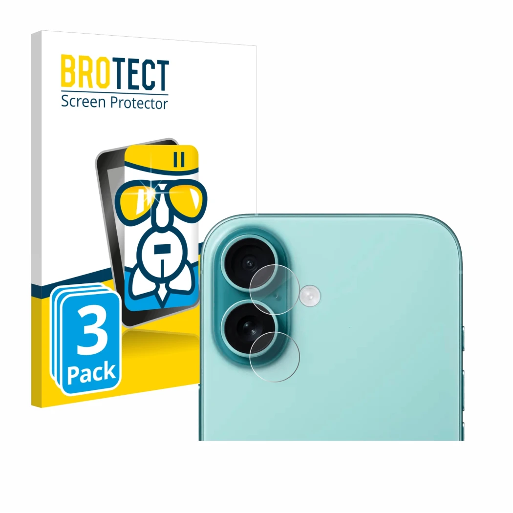 Parte frontale di una confezione del prodotto con il logo del marchio BROTECT. Accanto è raffigurato il dispositivo Apple iPho