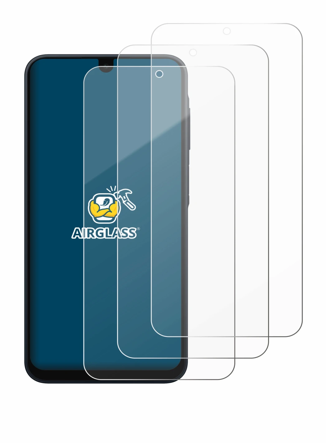 Immagine del dispositivo Samsung Galaxy A16 5G con un'ampia varietà di protezioni per lo schermo.