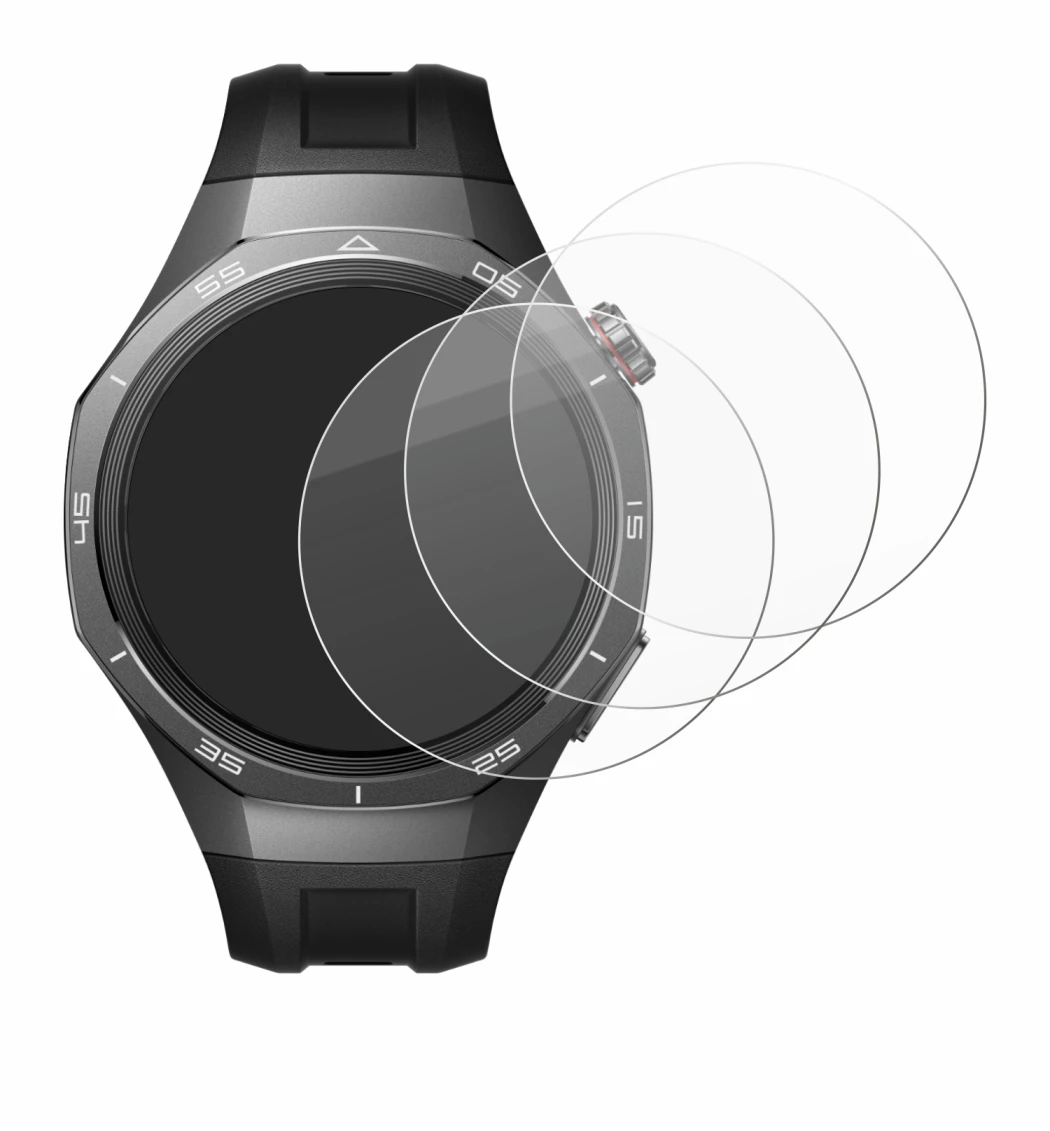 Immagine del dispositivo Huawei Watch GT 5 Pro (46 mm) con un'ampia varietà di protezioni per lo schermo.