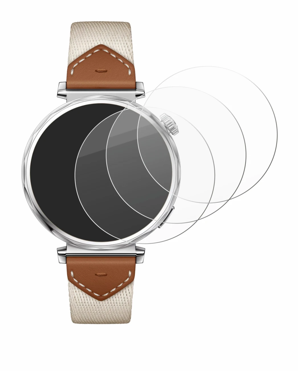 Immagine del dispositivo Huawei Watch GT 5 (41 mm) con un'ampia varietà di protezioni per lo schermo.