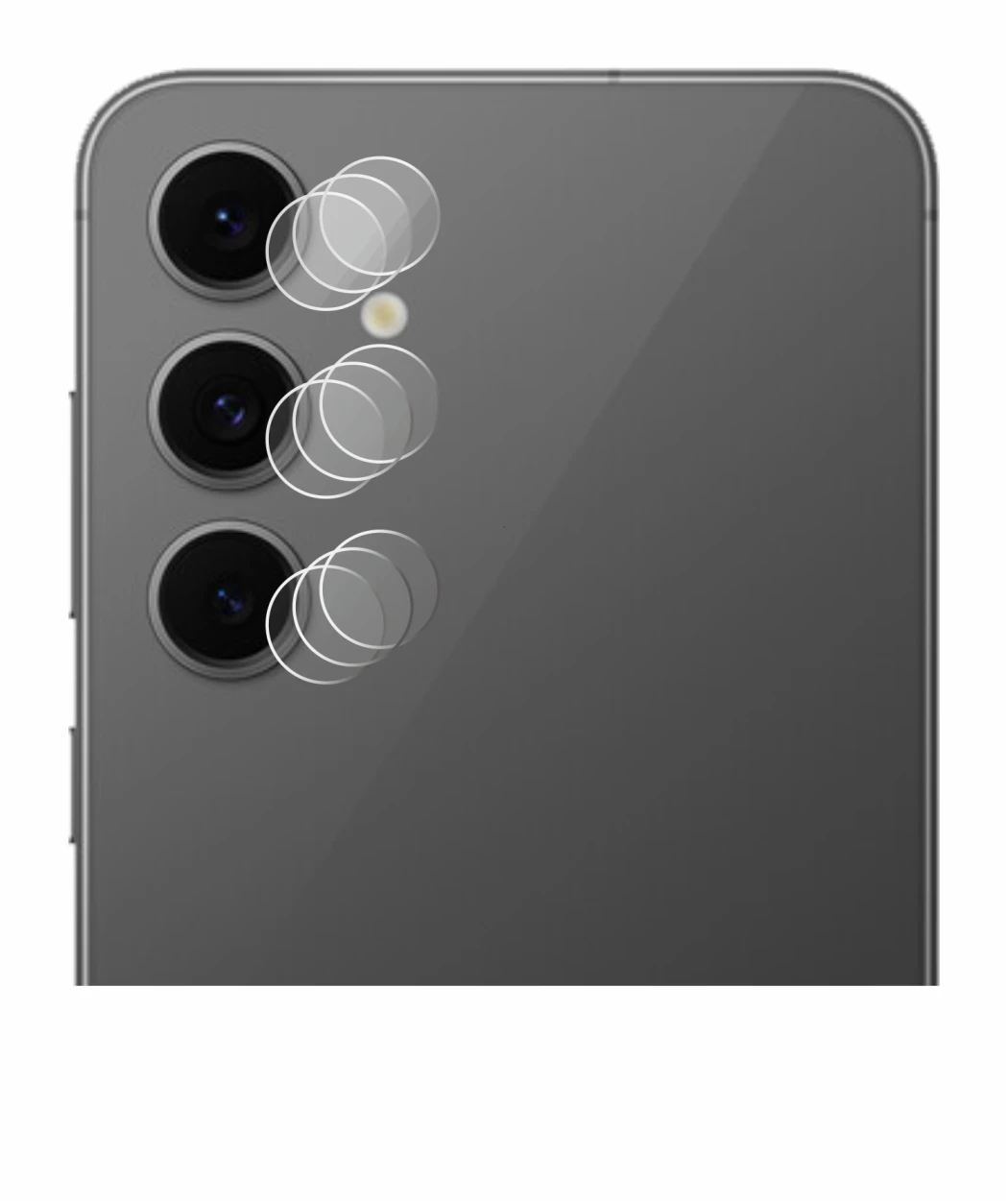 Immagine del dispositivo Samsung Galaxy S24 FE (SOLO Fotocamera) con un'ampia varietà di protezioni per lo schermo.