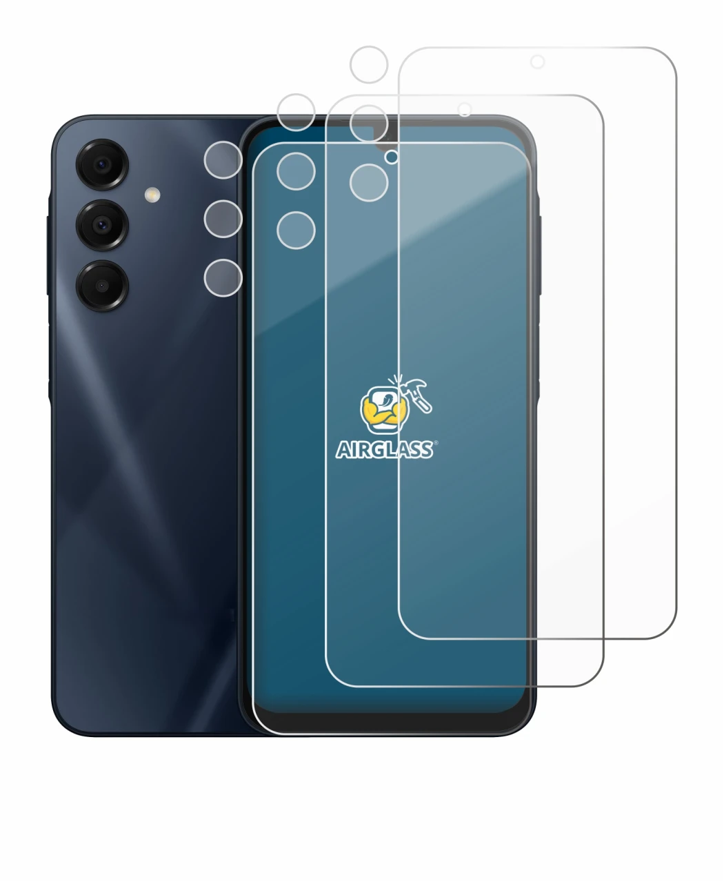 Immagine del dispositivo Samsung Galaxy A16 5G (Fronte+Fotocamera) con un'ampia varietà di protezioni per lo schermo.