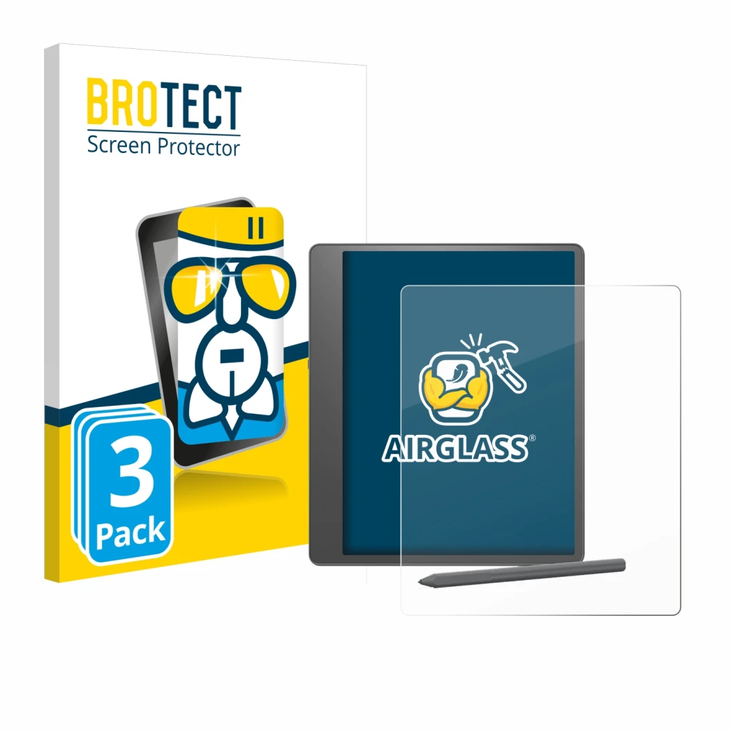 Parte frontale di una confezione del prodotto con il logo del marchio BROTECT. Accanto è raffigurato il dispositivo Amazon Kin