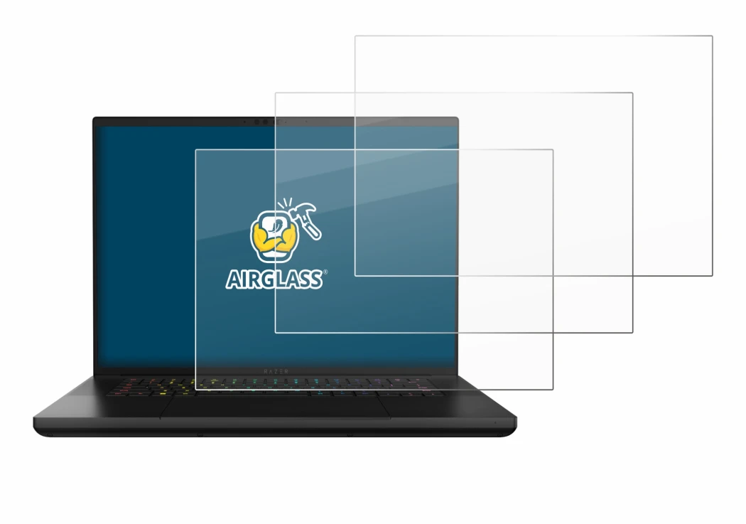 Immagine del dispositivo Razer Blade 16 2024 con un'ampia varietà di protezioni per lo schermo.