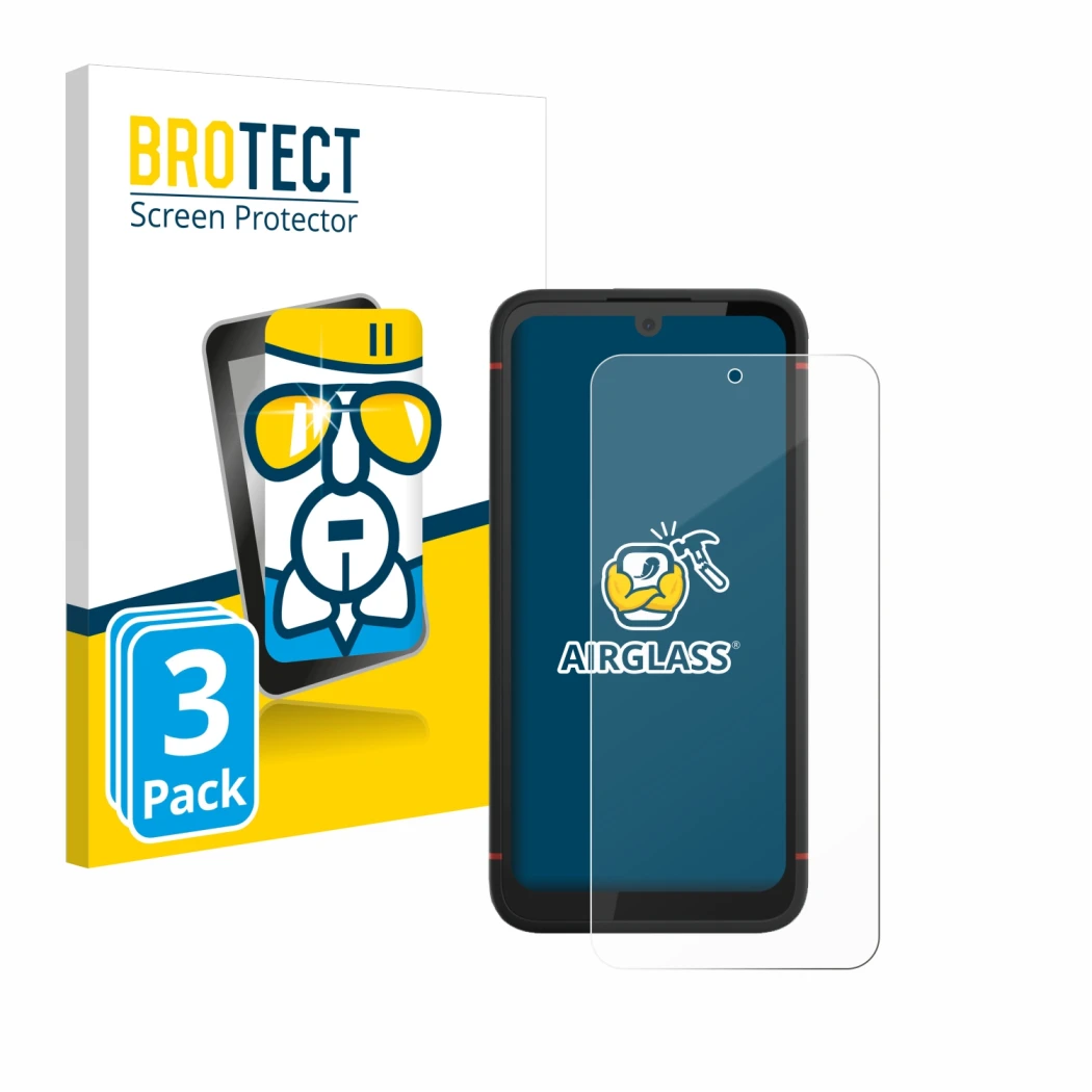 Parte frontale di una confezione del prodotto con il logo del marchio BROTECT. Accanto è raffigurato il dispositivo Volla Phon