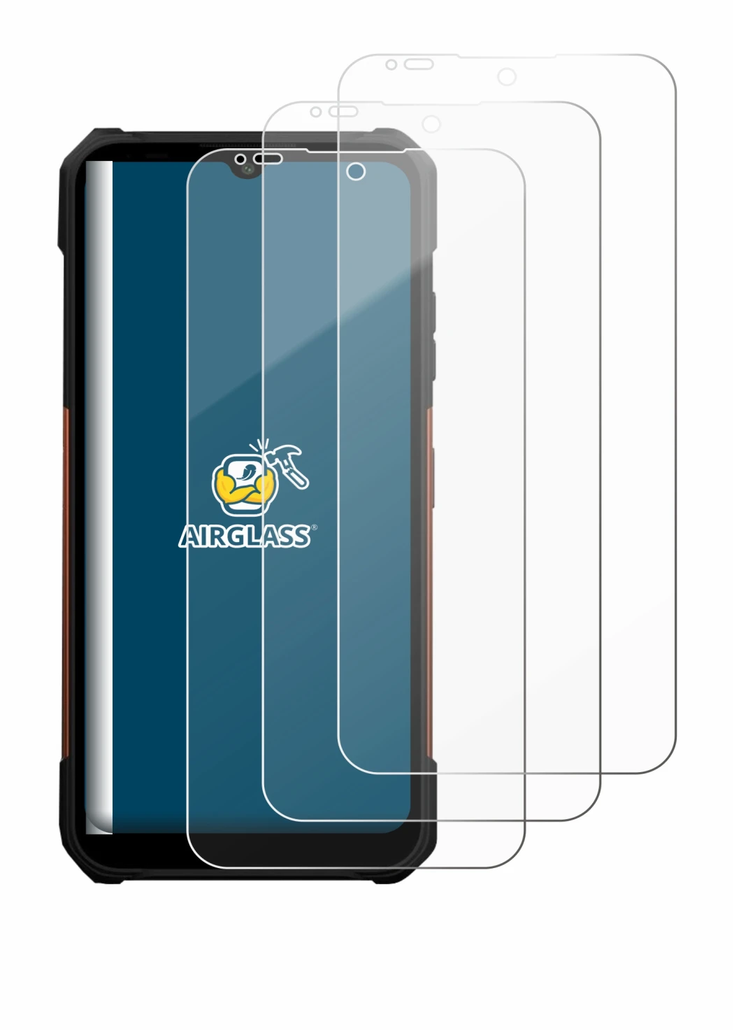 Immagine del dispositivo myPhone Hammer Construction 2 Thermal 5G con un'ampia varietà di protezioni per lo schermo.
