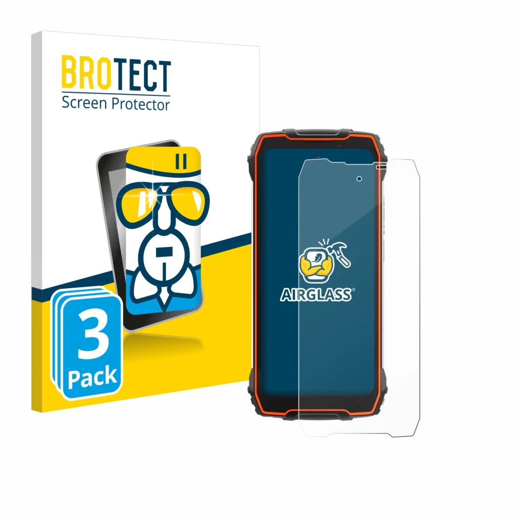 Parte frontale di una confezione del prodotto con il logo del marchio BROTECT. Accanto è raffigurato il dispositivo Blackview