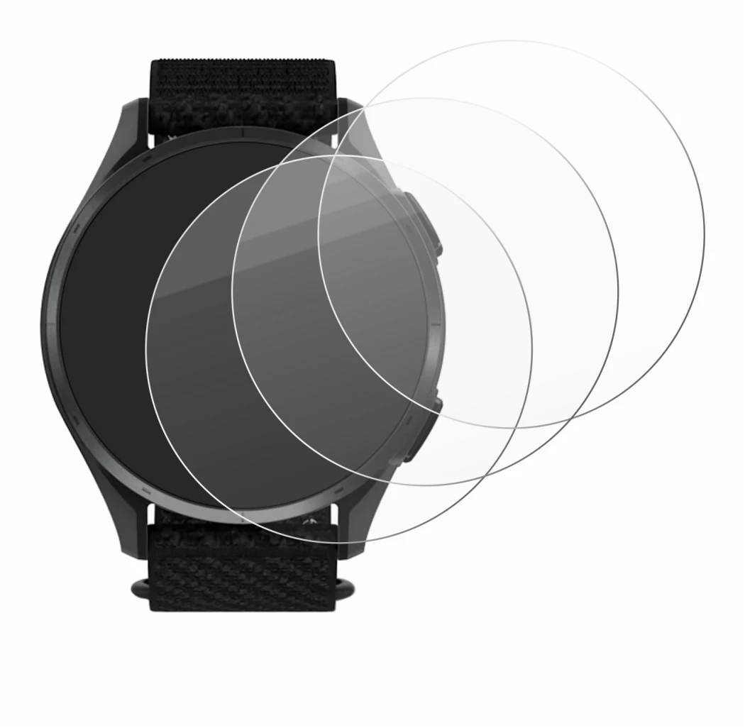 Immagine del dispositivo Garmin Approach S50 con un'ampia varietà di protezioni per lo schermo.