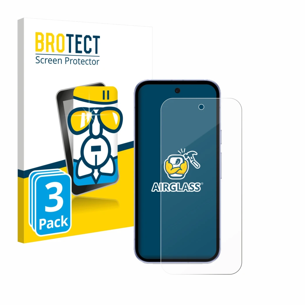 Parte frontale di una confezione del prodotto con il logo del marchio BROTECT. Accanto è raffigurato il dispositivo Google Pix