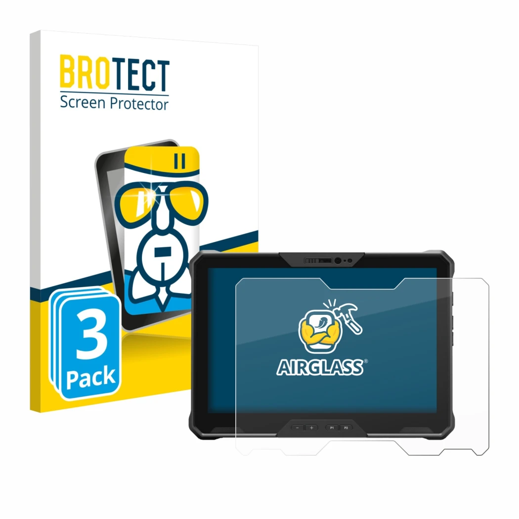 Parte frontale di una confezione del prodotto con il logo del marchio BROTECT. Accanto è raffigurato il dispositivo Dell Latit