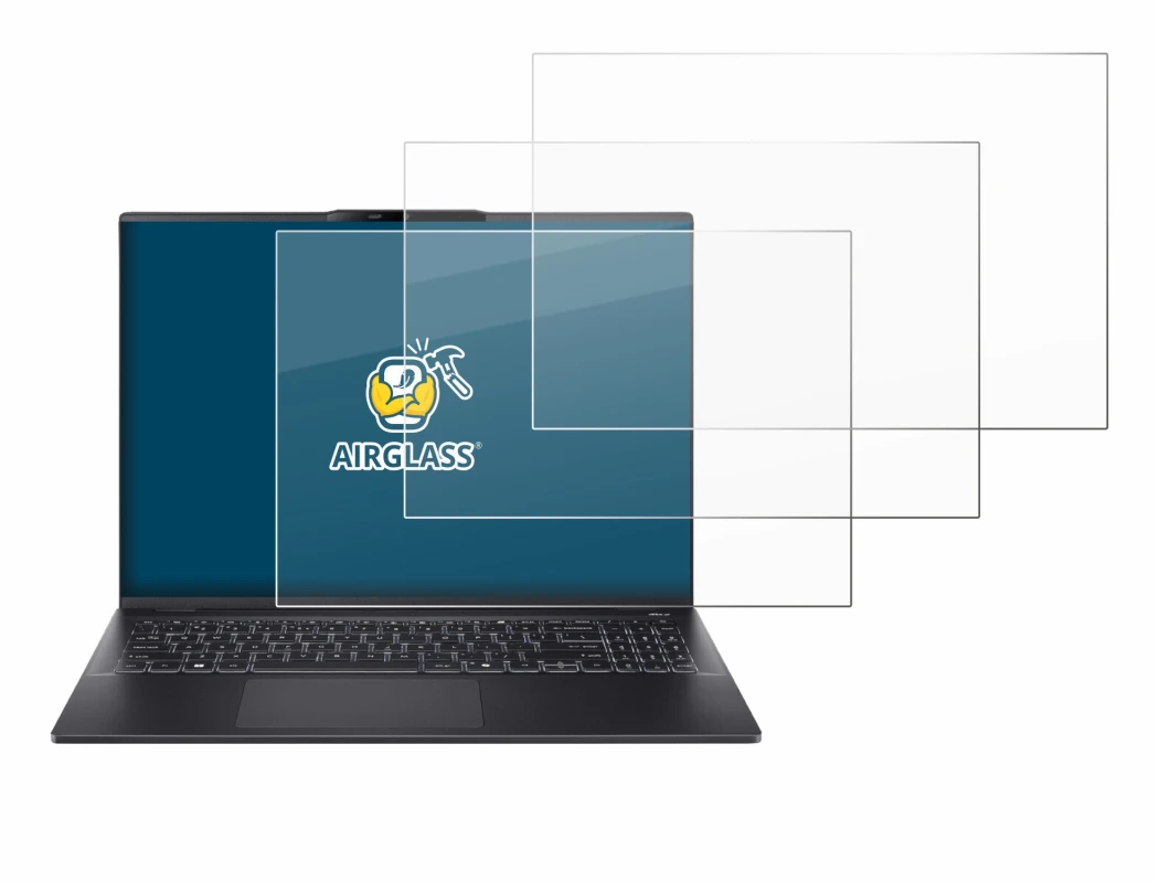 Immagine del dispositivo Acer Swift 16 AI con un'ampia varietà di protezioni per lo schermo.