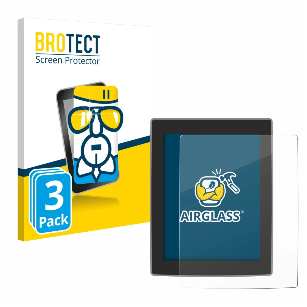 Parte frontale di una confezione del prodotto con il logo del marchio BROTECT. Accanto è raffigurato il dispositivo Volvo XC90