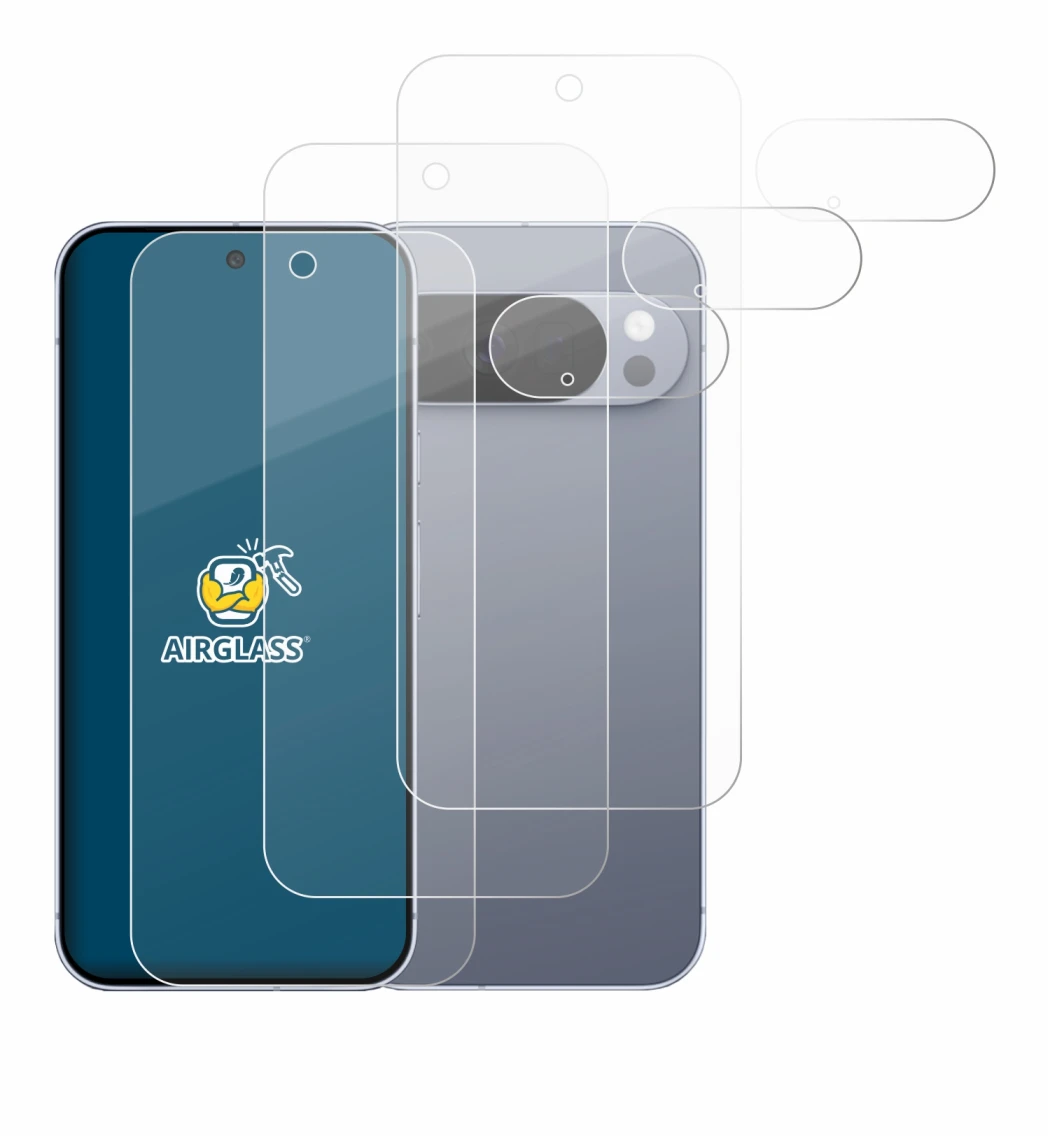 Immagine del dispositivo Google Pixel 10 Pro (Fronte+Fotocamera) con un'ampia varietà di protezioni per lo schermo.