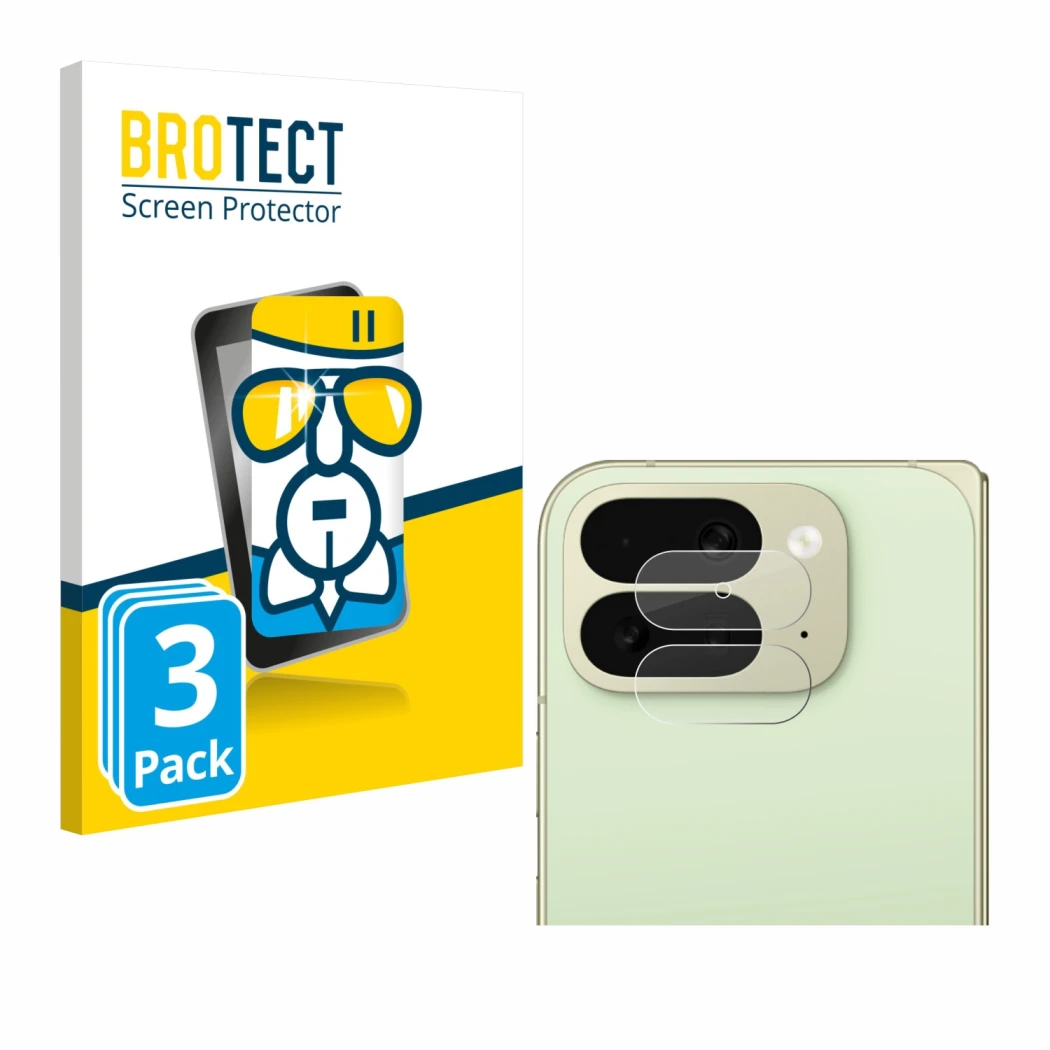 Parte frontale di una confezione del prodotto con il logo del marchio BROTECT. Accanto è raffigurato il dispositivo Google Pix