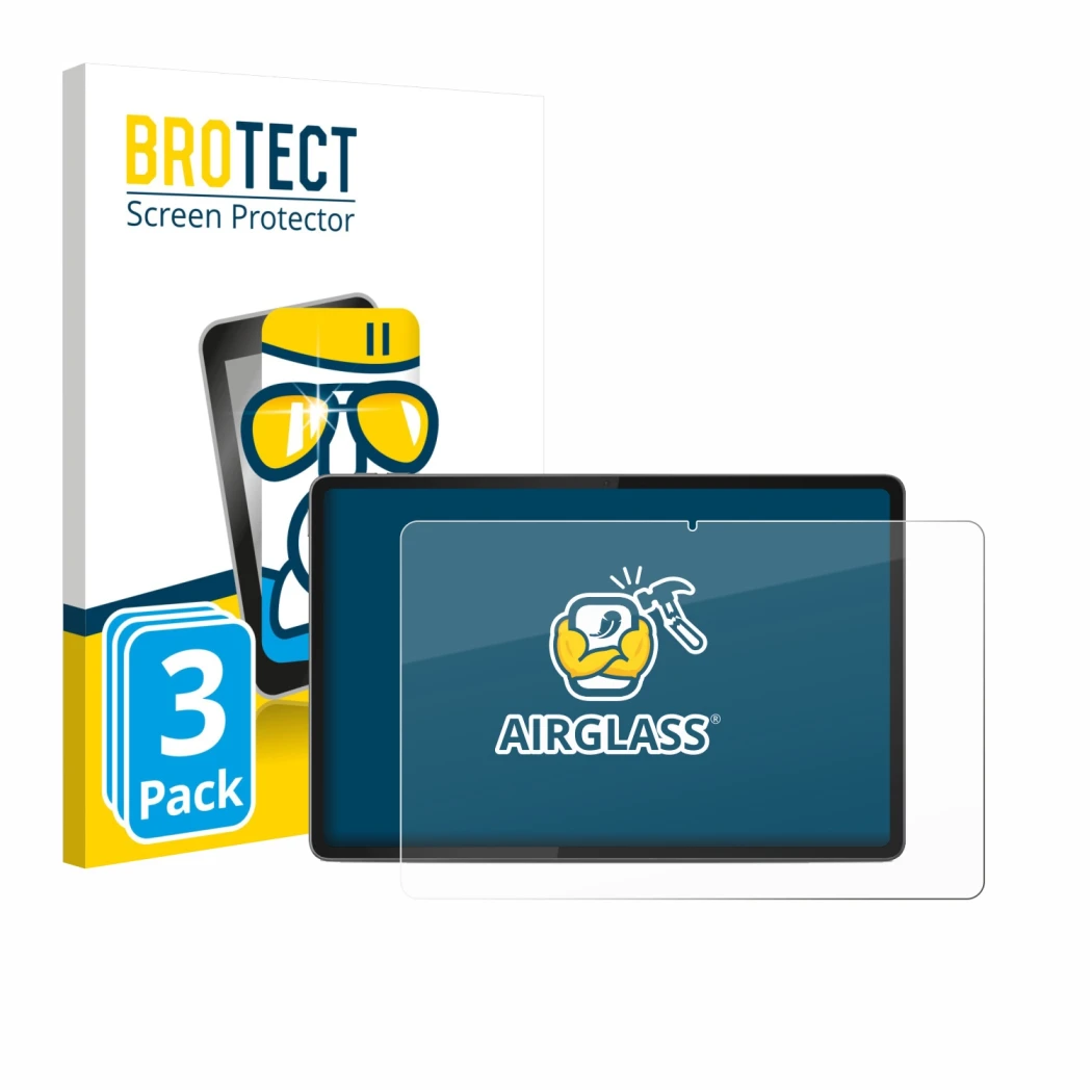 Parte frontale di una confezione del prodotto con il logo del marchio BROTECT. Accanto è raffigurato il dispositivo Lenovo Yog