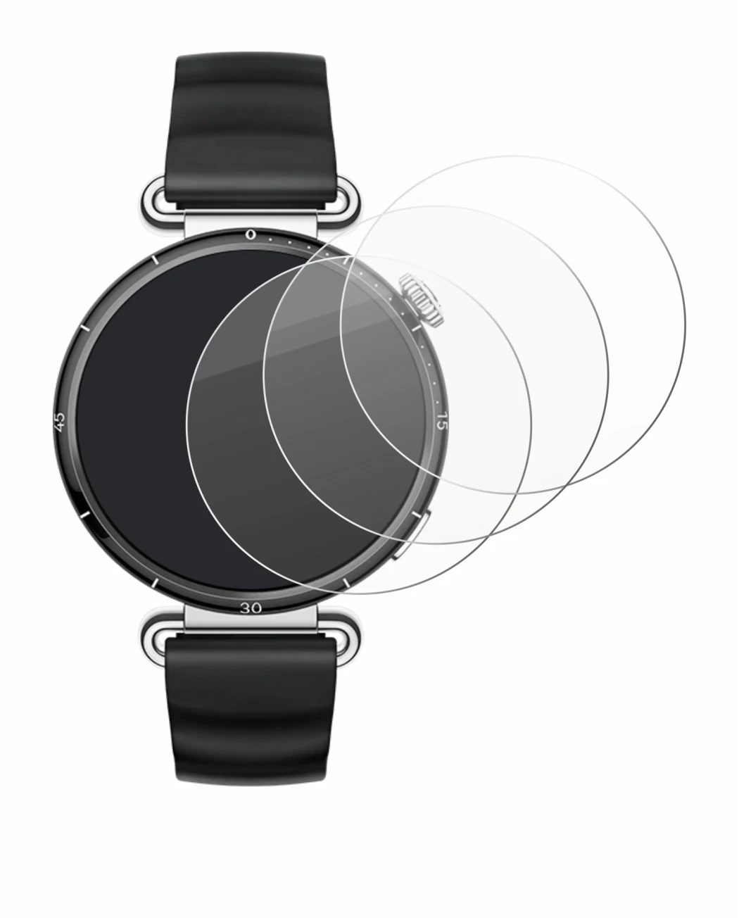 Immagine del dispositivo Huawei Watch GT 6 (41 mm) con un'ampia varietà di protezioni per lo schermo.