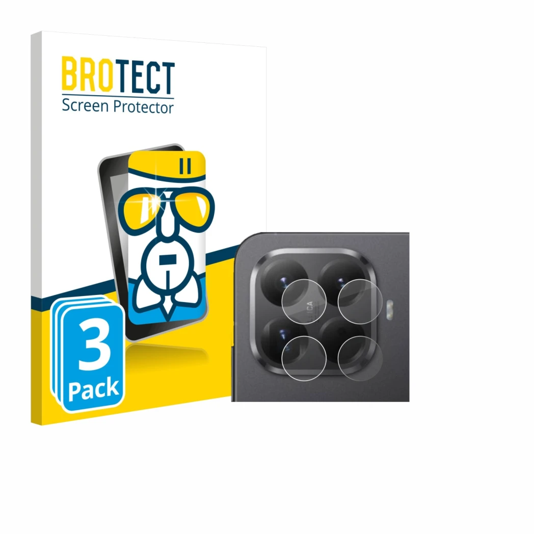 Parte frontale di una confezione del prodotto con il logo del marchio BROTECT. Accanto è raffigurato il dispositivo Xiaomi 15T