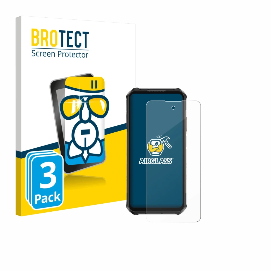 Parte frontale di una confezione del prodotto con il logo del marchio BROTECT. Accanto è raffigurato il dispositivo Ulefone Ar