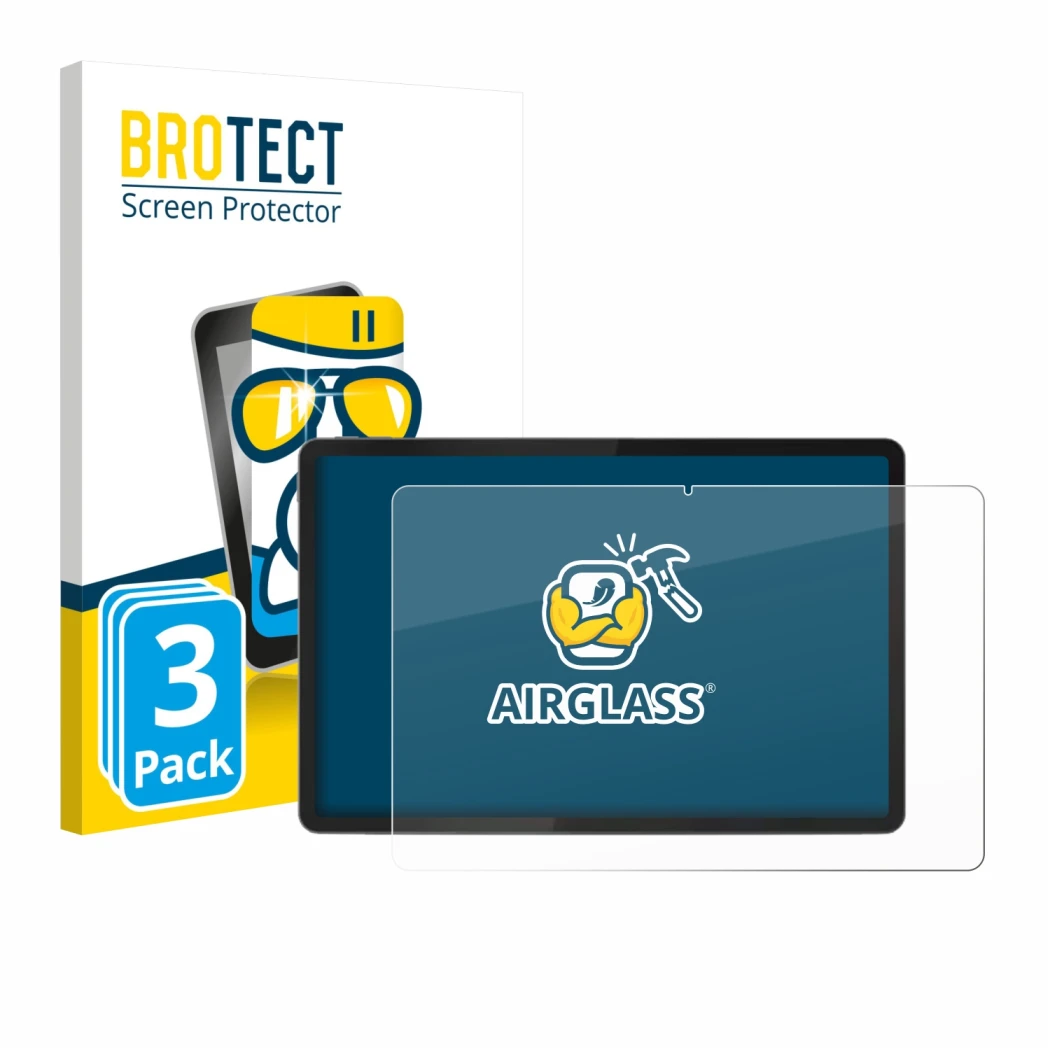 Parte frontale di una confezione del prodotto con il logo del marchio BROTECT. Accanto è raffigurato il dispositivo Lenovo Tab