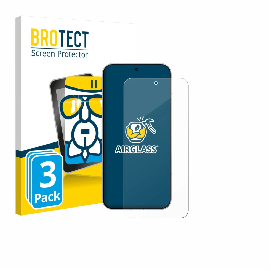 Parte frontale di una confezione del prodotto con il logo del marchio BROTECT. Accanto è raffigurato il dispositivo Xiaomi Poc