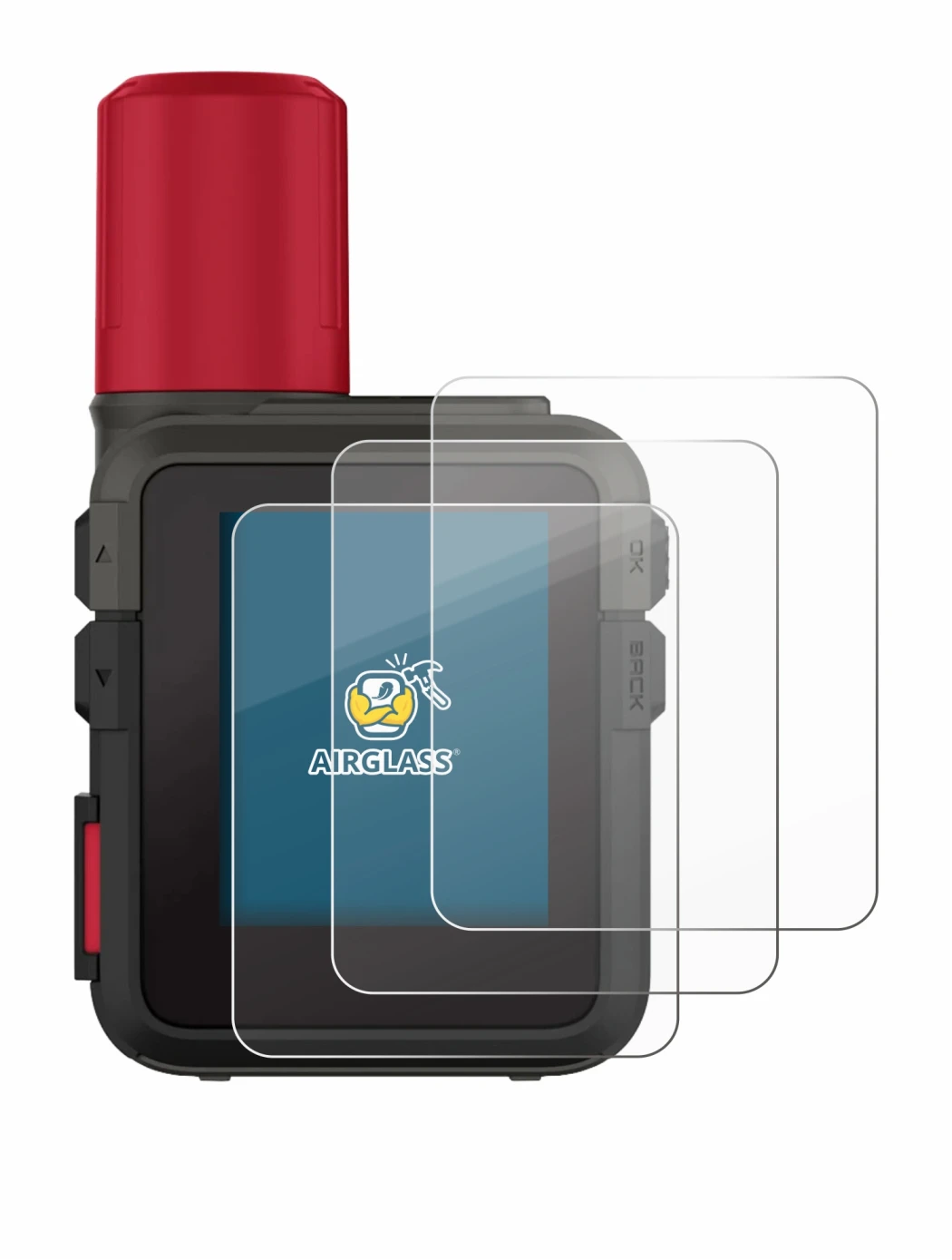 Immagine del dispositivo Garmin inReach Mini 3 Plus con un'ampia varietà di protezioni per lo schermo.