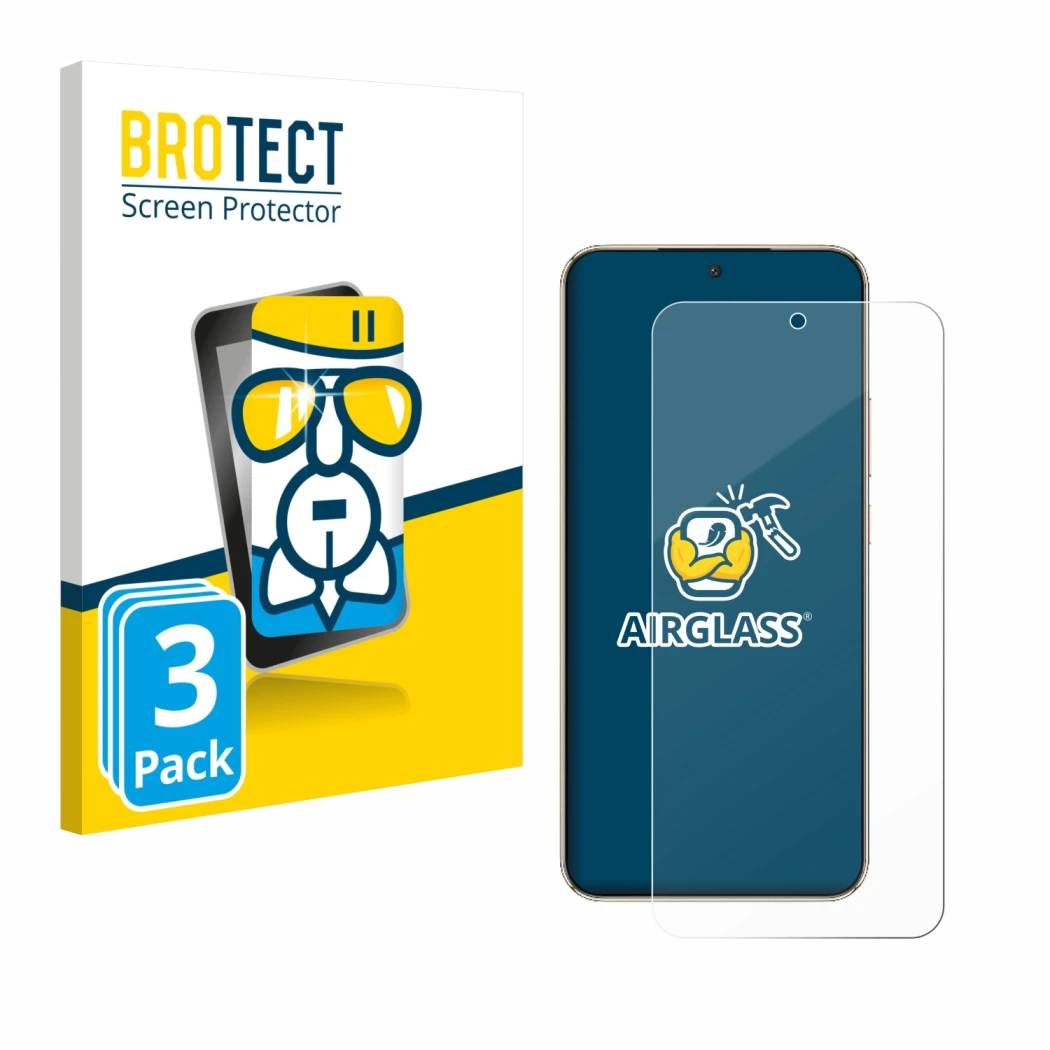 Parte frontale di una confezione del prodotto con il logo del marchio BROTECT. Accanto è raffigurato il dispositivo Honor Magi