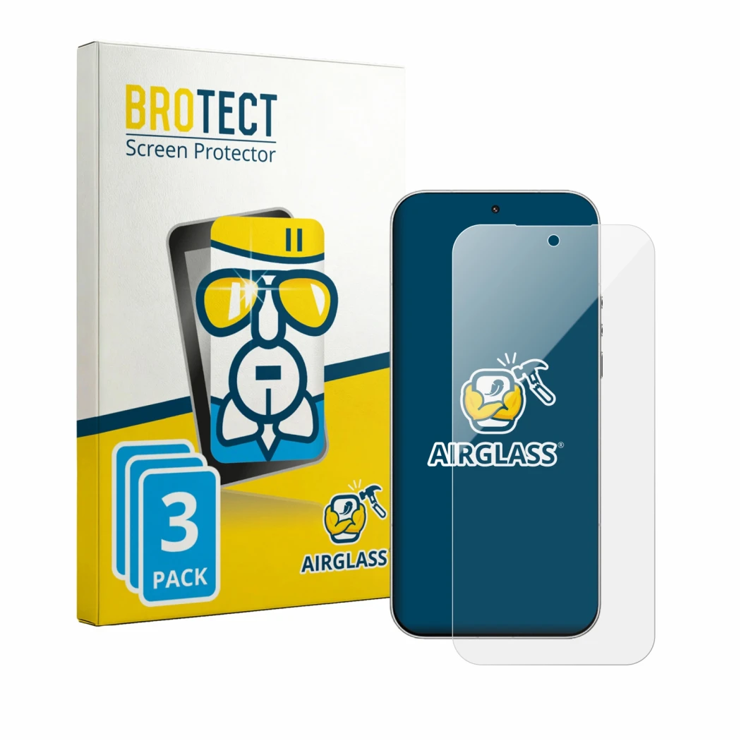 Parte frontale di una confezione del prodotto con il logo del marchio BROTECT. Accanto è raffigurato il dispositivo Xiaomi 17 