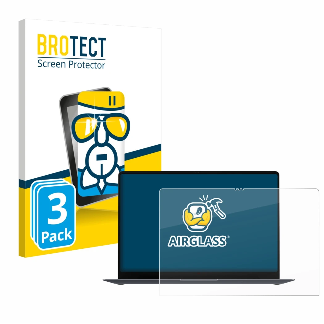 Parte frontale di una confezione del prodotto con il logo del marchio BROTECT. Accanto è raffigurato il dispositivo Samsung Ga