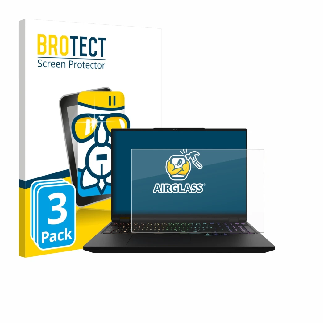 Parte frontale di una confezione del prodotto con il logo del marchio BROTECT. Accanto è raffigurato il dispositivo XMG Apex 1