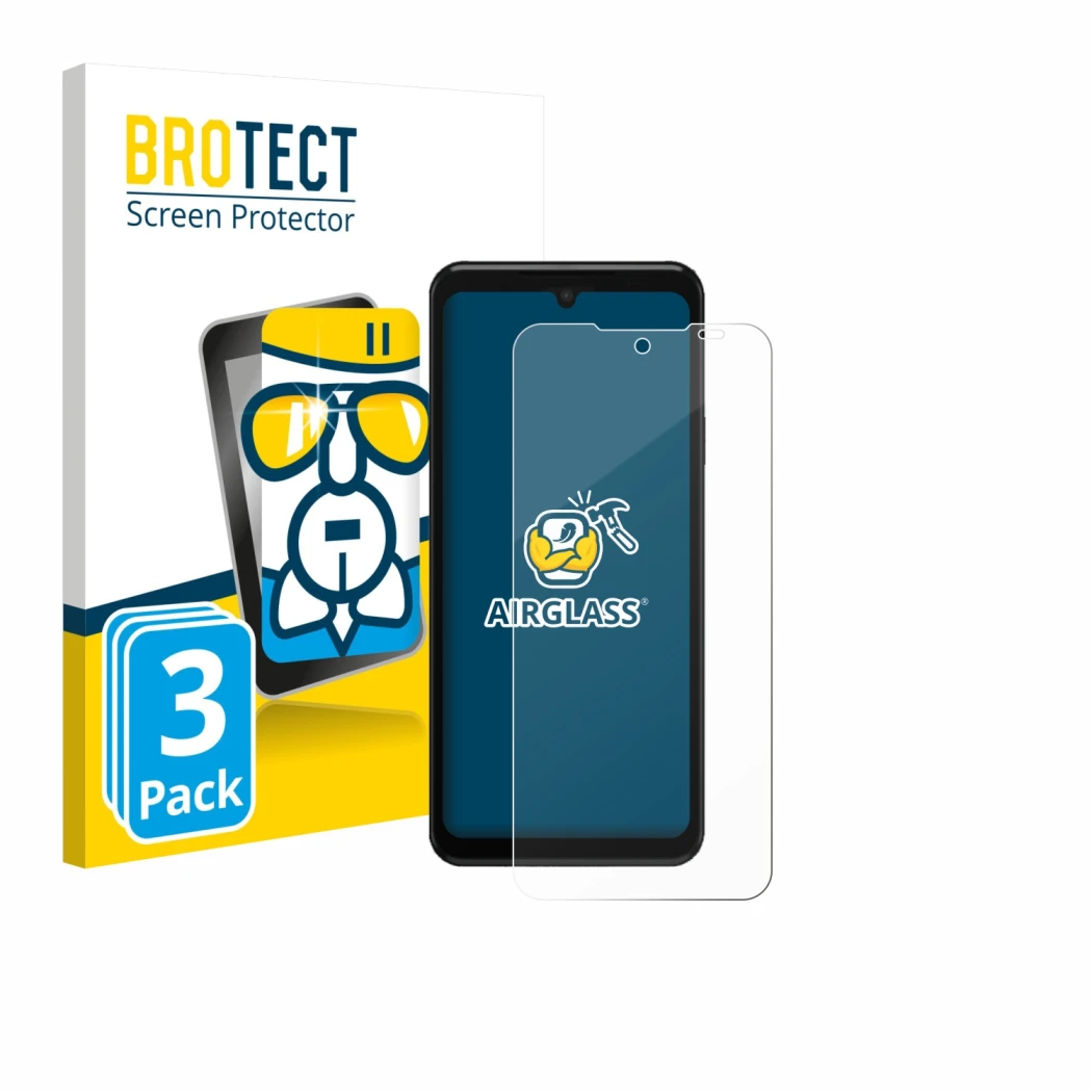 Parte frontale di una confezione del prodotto con il logo del marchio BROTECT. Accanto è raffigurato il dispositivo Sunmi L3 c