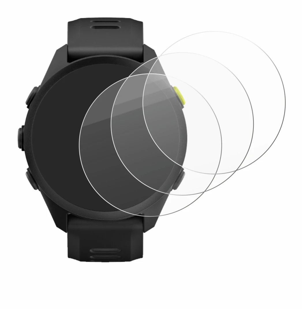 Immagine del dispositivo Garmin Forerunner 70 con un'ampia varietà di protezioni per lo schermo.