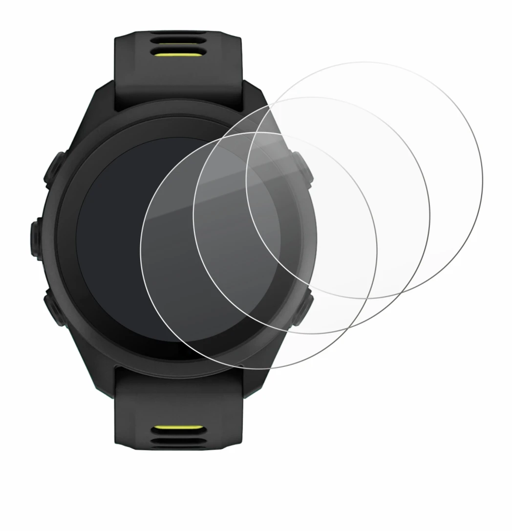 Immagine del dispositivo Garmin Forerunner 170 con un'ampia varietà di protezioni per lo schermo.