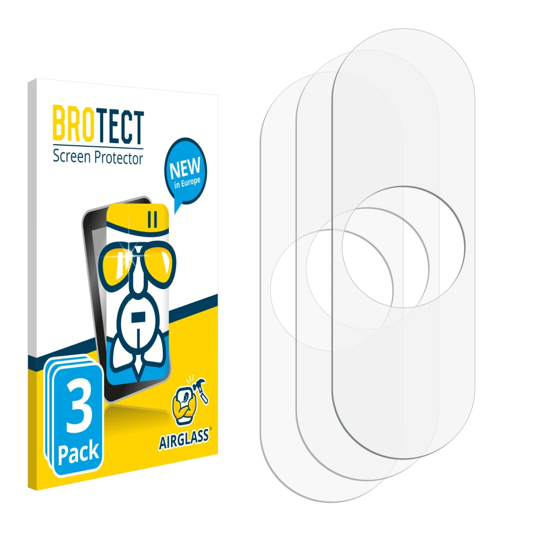 Parte frontale di una confezione del prodotto con il logo del marchio BROTECT. Accanto si trova la protezione per lo schermo c