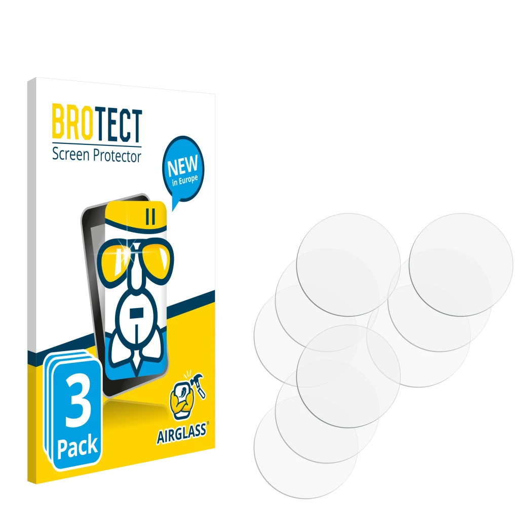 Parte frontale di una confezione del prodotto con il logo del marchio BROTECT. Accanto si trova la protezione per lo schermo c