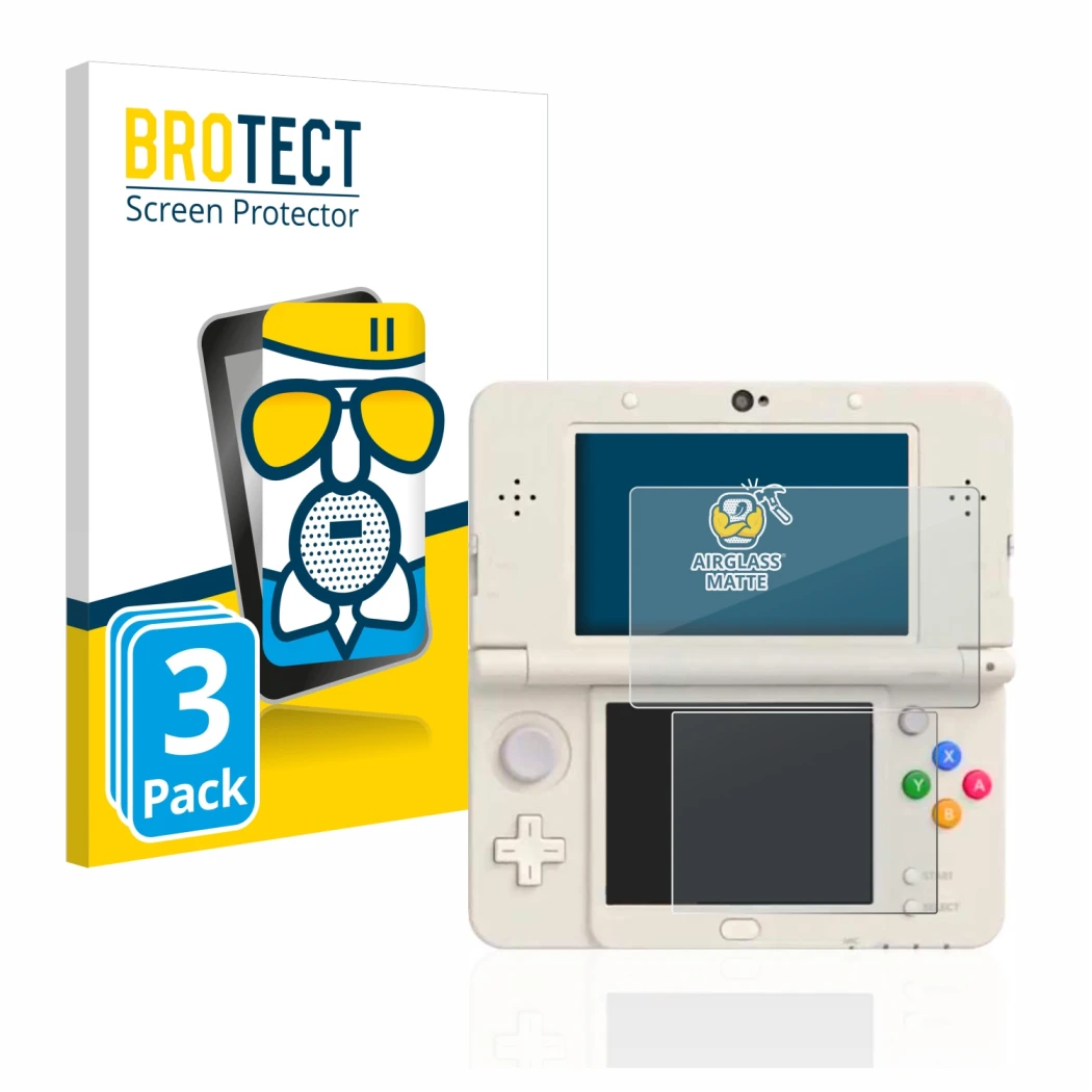 Parte frontale di una confezione del prodotto con il logo del marchio BROTECT. Accanto è raffigurato il dispositivo Nintendo N