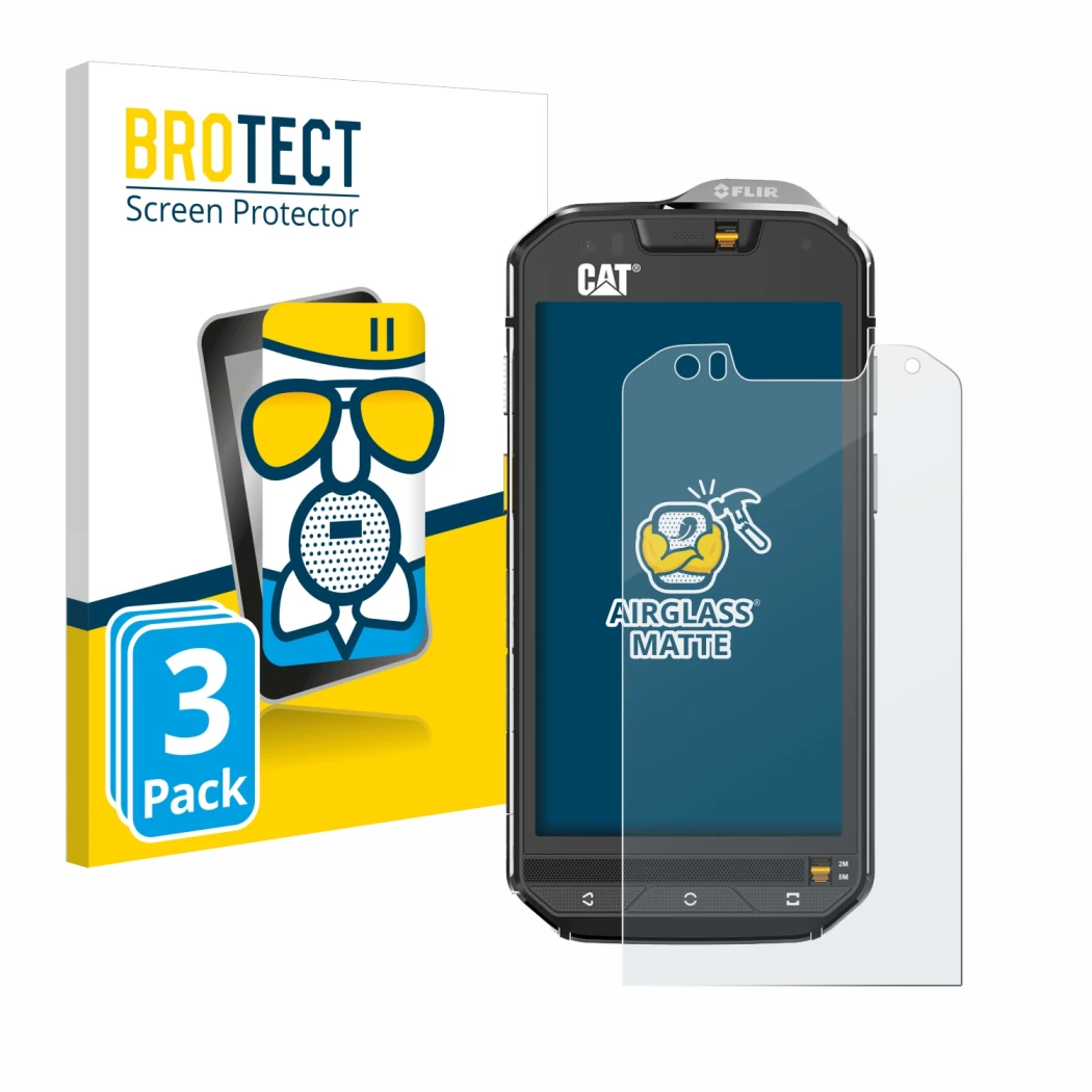 Parte frontale di una confezione del prodotto con il logo del marchio BROTECT. Accanto è raffigurato il dispositivo Caterpilla