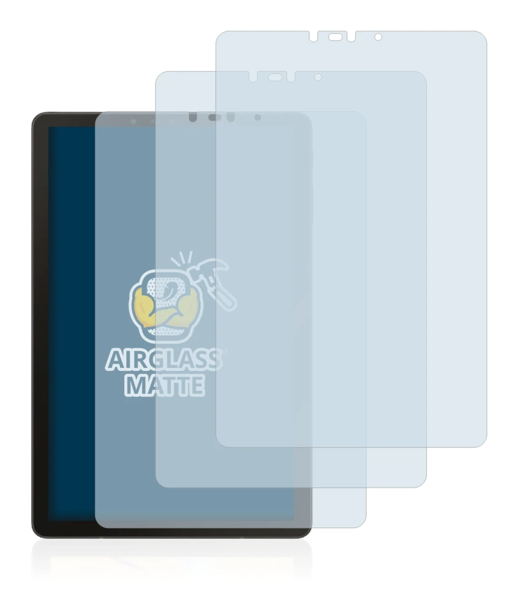 Immagine del dispositivo Samsung Galaxy Tab S4 10.5 con un'ampia varietà di protezioni per lo schermo.