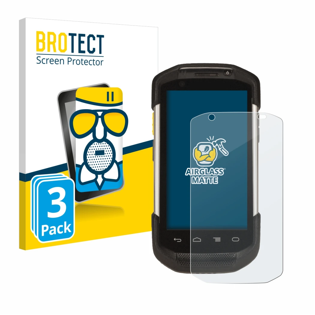 Parte frontale di una confezione del prodotto con il logo del marchio BROTECT. Accanto è raffigurato il dispositivo Zebra TC77