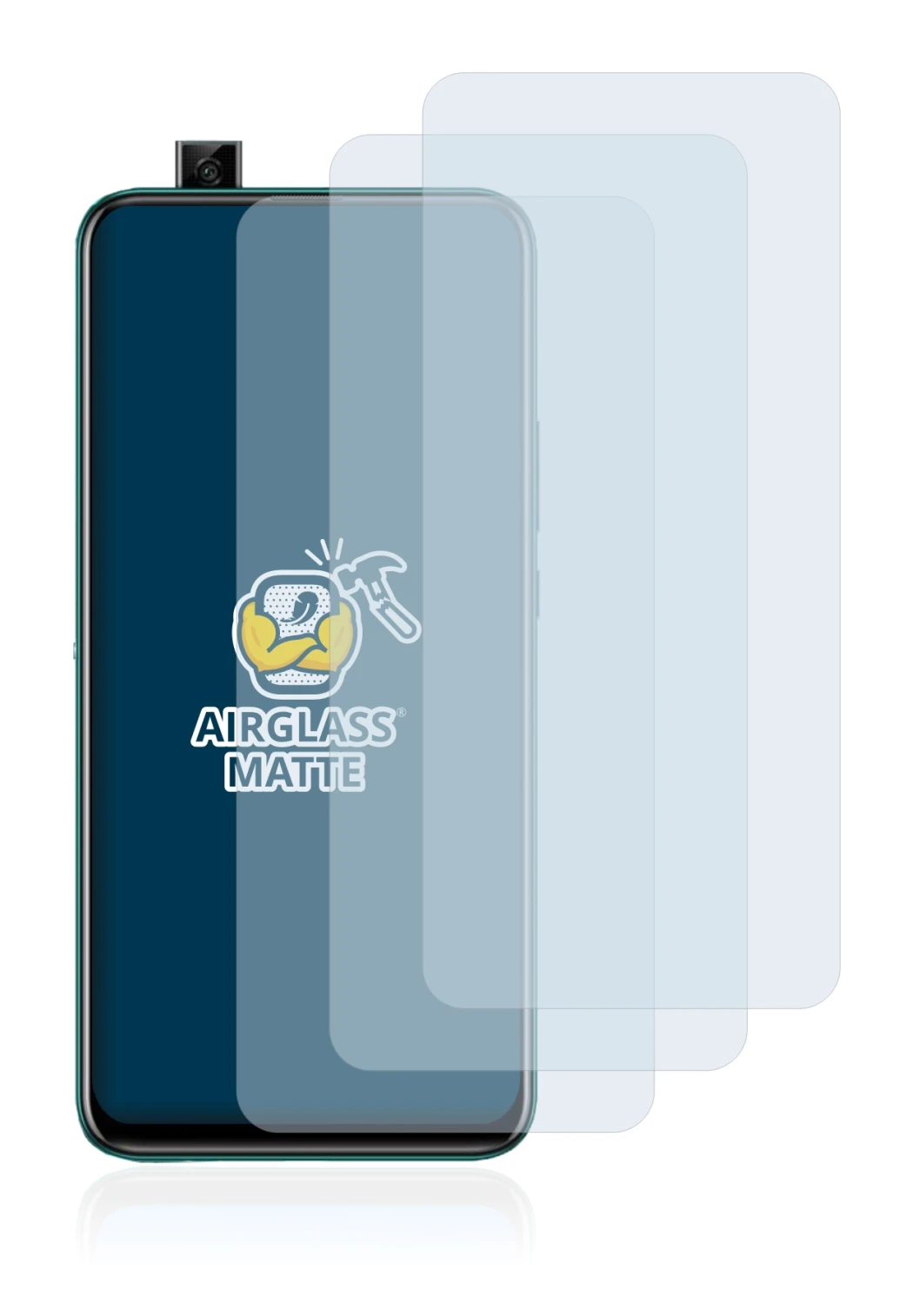 Immagine del dispositivo Huawei P smart Z con un'ampia varietà di protezioni per lo schermo.