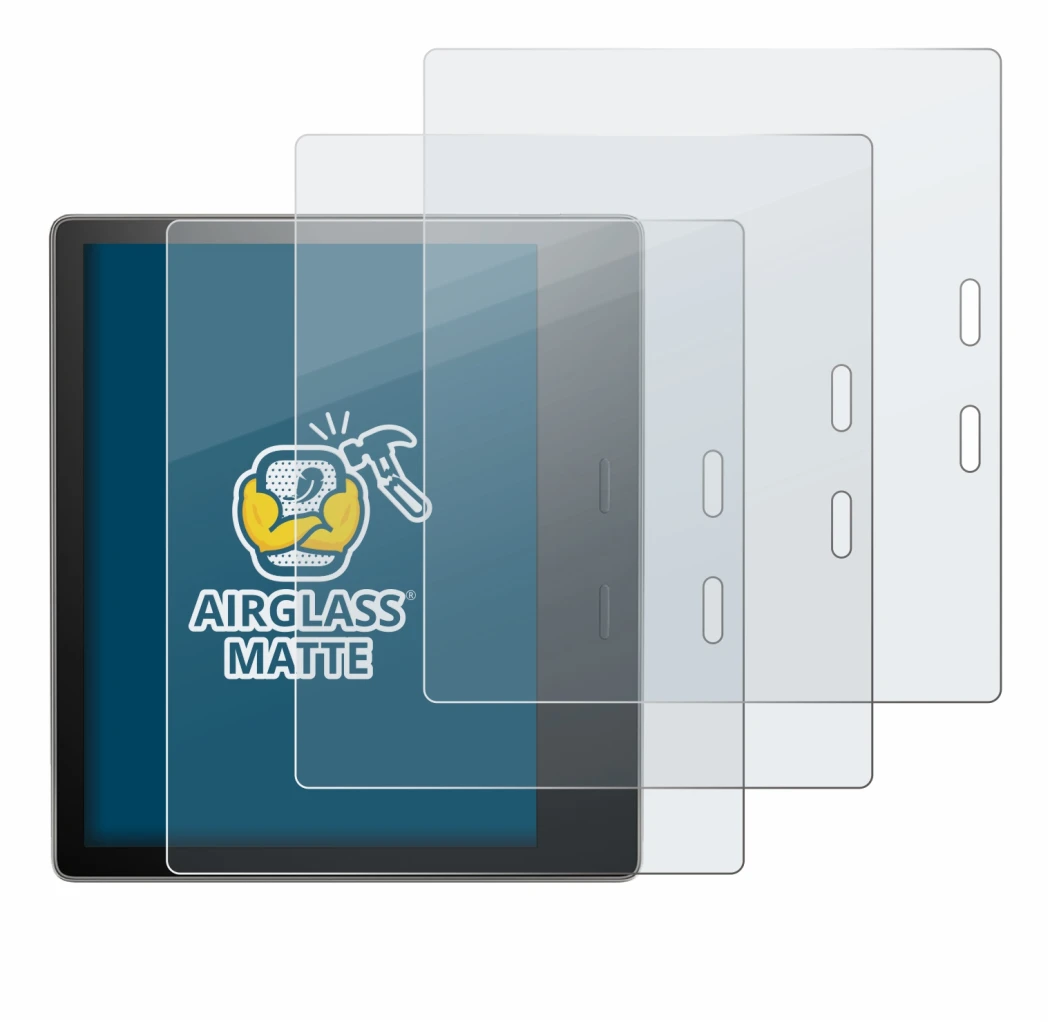 Immagine del dispositivo Amazon Kindle Oasis 2019 (10a Gen.) con un'ampia varietà di protezioni per lo schermo.