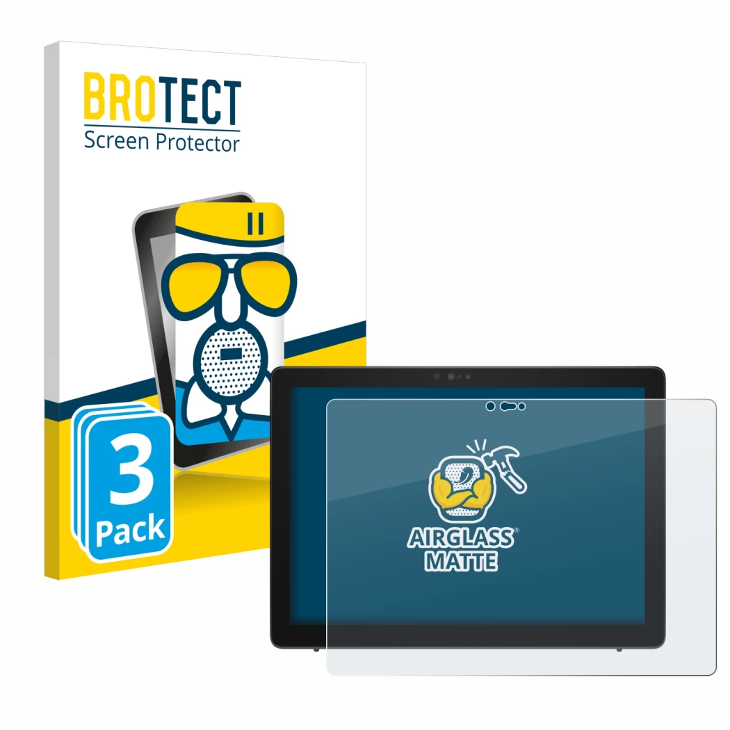 Parte frontale di una confezione del prodotto con il logo del marchio BROTECT. Accanto è raffigurato il dispositivo Dell Latit