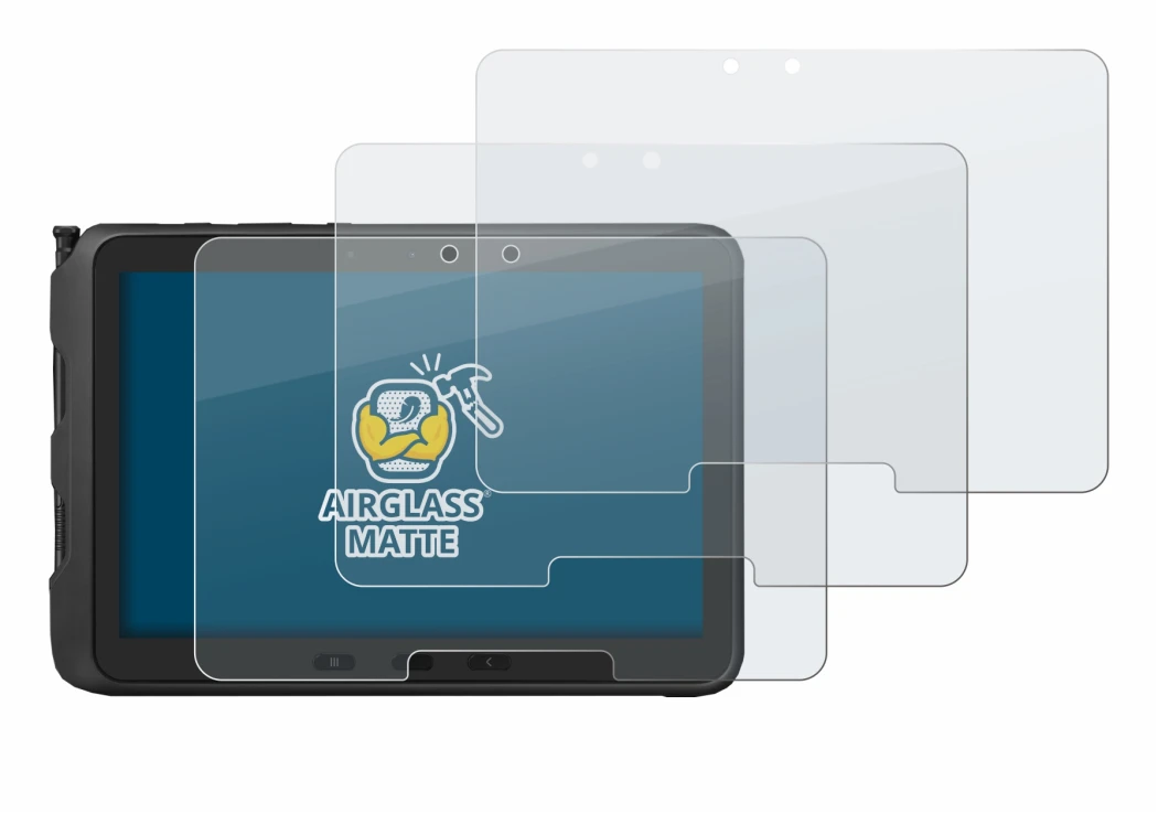 Immagine del dispositivo Samsung Galaxy Tab Active Pro con un'ampia varietà di protezioni per lo schermo.