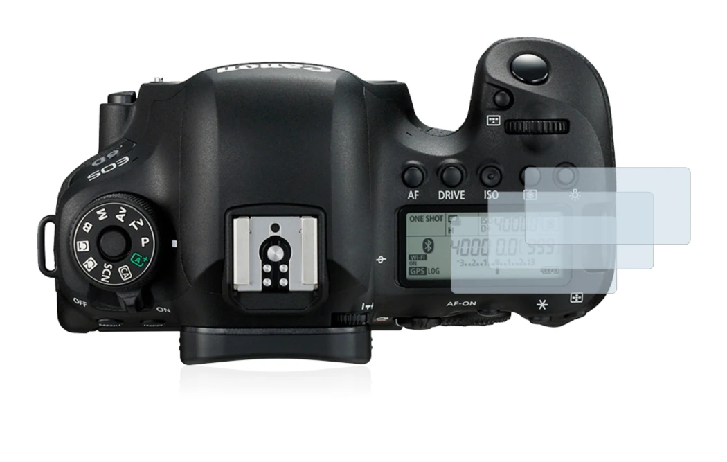 Immagine del dispositivo Canon EOS 6D (display a spalla) con un'ampia varietà di protezioni per lo schermo.