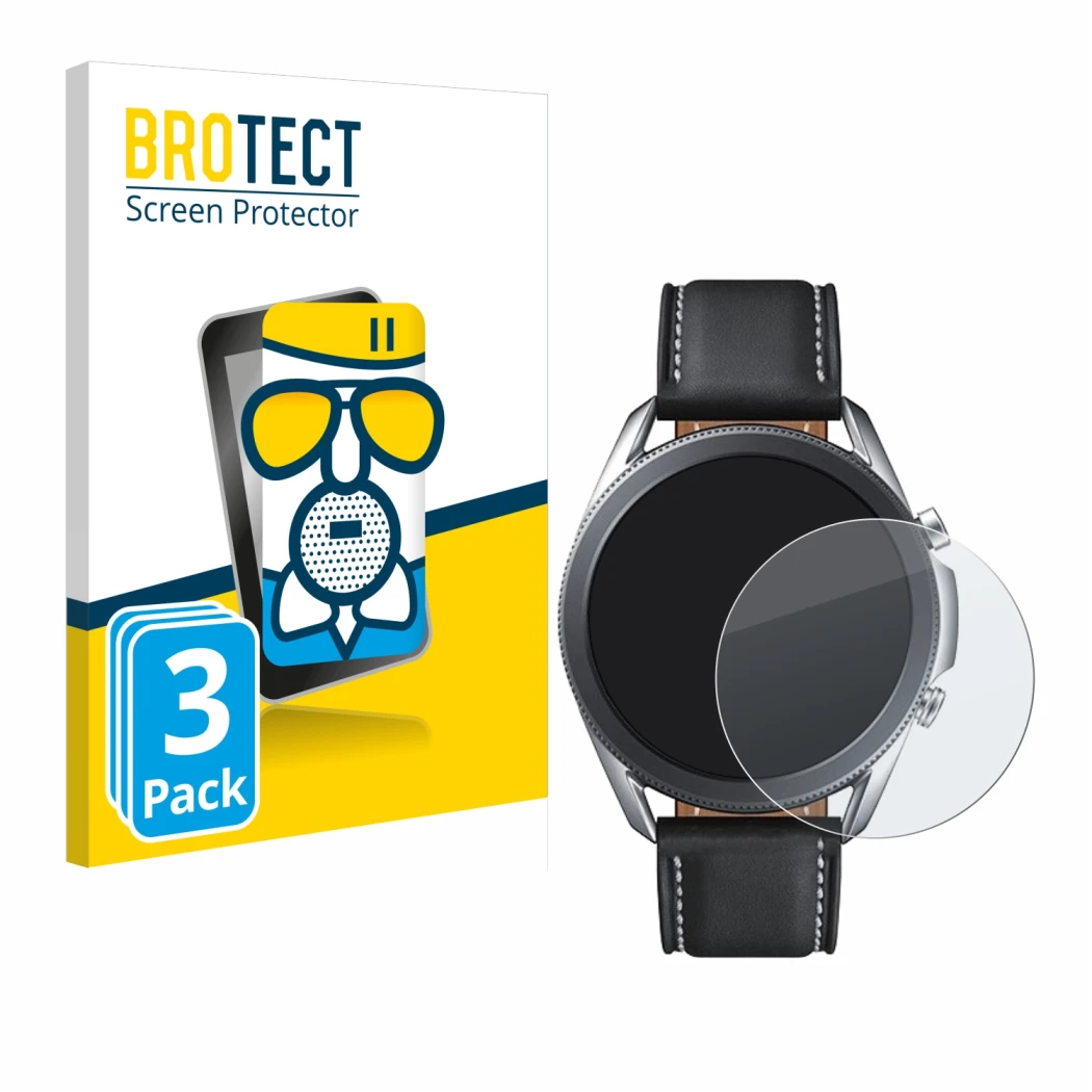 Parte frontale di una confezione del prodotto con il logo del marchio BROTECT. Accanto è raffigurato il dispositivo Samsung Ga