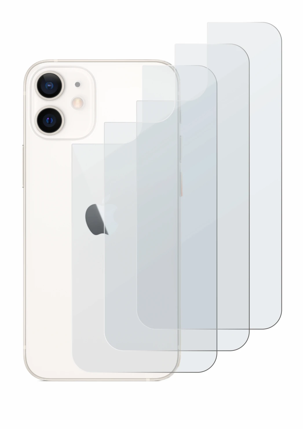 Immagine del dispositivo Apple iPhone 12 mini (Posteriore) con un'ampia varietà di protezioni per lo schermo.