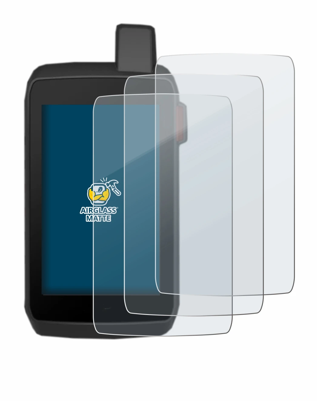 Immagine del dispositivo Garmin Montana 700 con un'ampia varietà di protezioni per lo schermo.