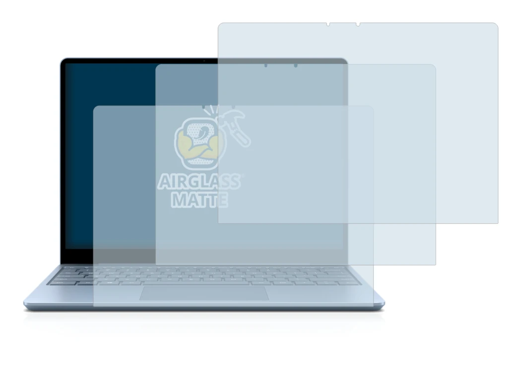 Immagine del dispositivo Microsoft Surface Laptop Go con un'ampia varietà di protezioni per lo schermo.